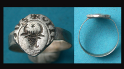 Ring, Lombardic Script, Bull's Head, 9th-11th Cent., Rare!